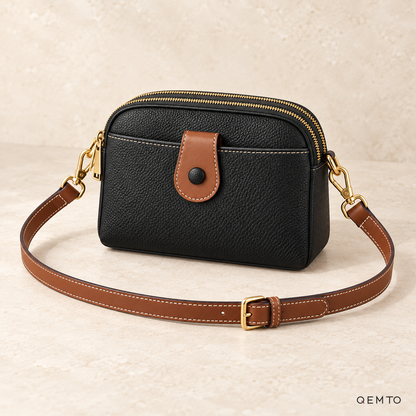 QEMTO Ivy Camera Bag in Black, studio shot
