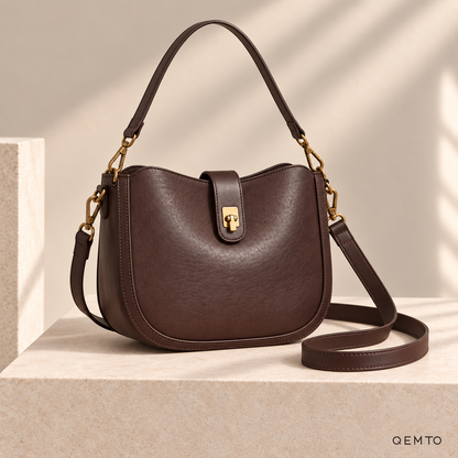 QEMTO Isla Hobo Bag in Coffee leather