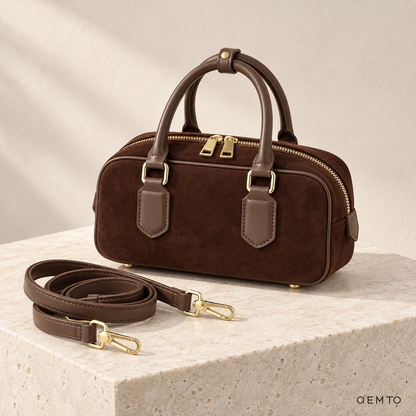 QEMTO Romy Bowling Bag in Coffee, studio shot