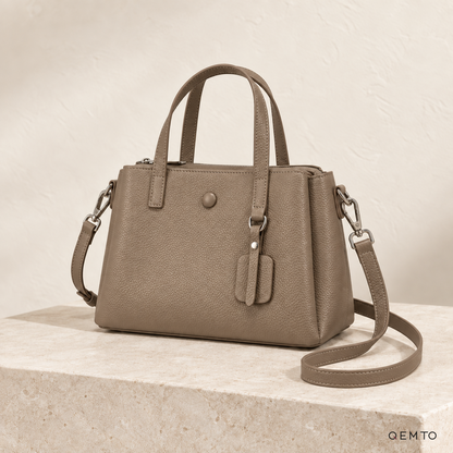 QEMTO Nadia Tote Bag in Mushroom leather