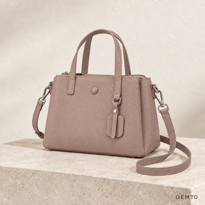 QEMTO Nadia Tote Bag in Dusty Mauve leather