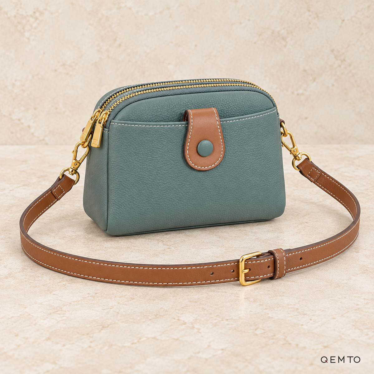 QEMTO Ivy Camera Bag in Blue, studio shot