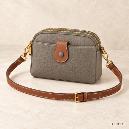 QEMTO Ivy Camera Bag in Grey, studio shot