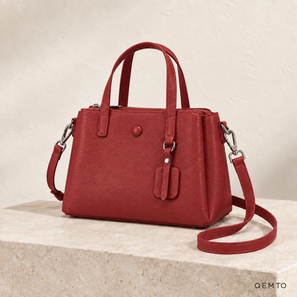 QEMTO Nadia Tote Bag in Burgundy leather
