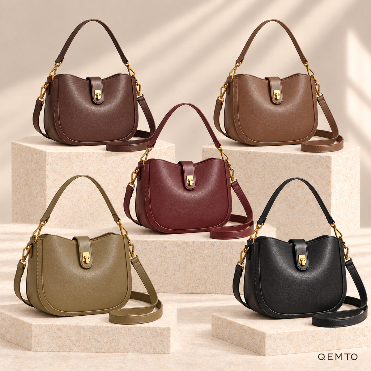 QEMTO Isla Hobo Bag in five colors