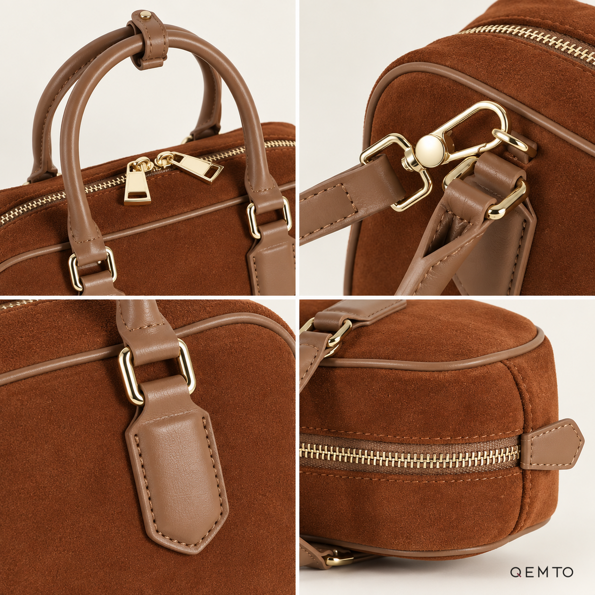QEMTO Romy Bowling Bag hardware and stitching details