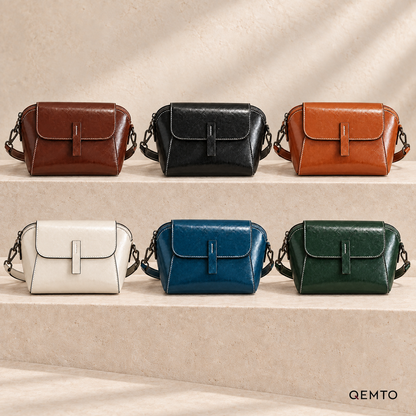 QEMTO Nora Crossbody Bag in Coffee, Brown, White, Blue, Green and Black